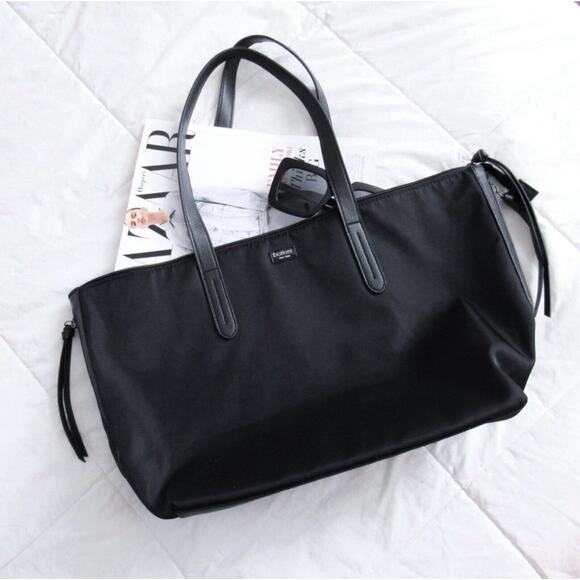 Botkier Handbags - Botkier New York Black Nylon Tote‎ Vegan Leather Trim Zipper Shoulder Bag NEW